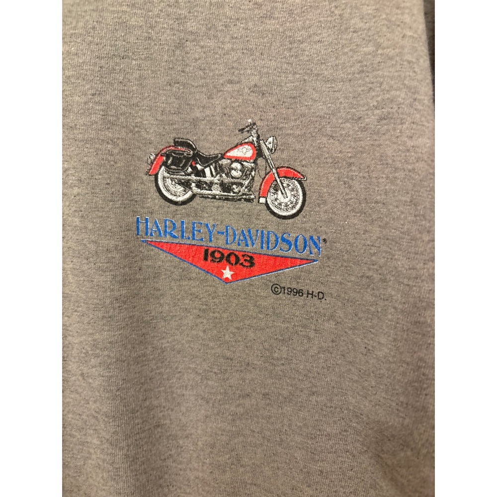 Vintage 1996 Harley Davidson King of the Road Long Sleeve Shirt Gray XL Neck - Picture 3 of 6